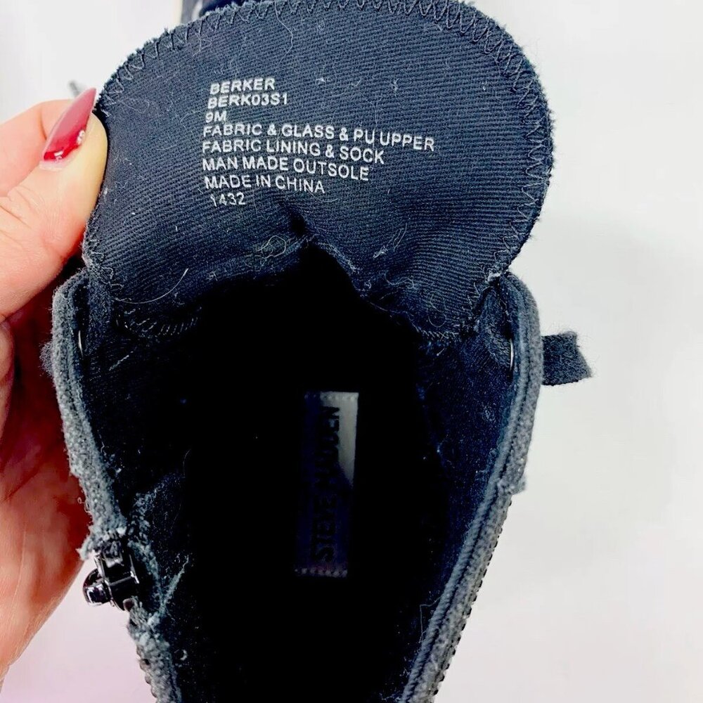 Steve Madden Berker Black Rhinestone high-top Platform Sneakers Size 9 - Picture 10 of 13